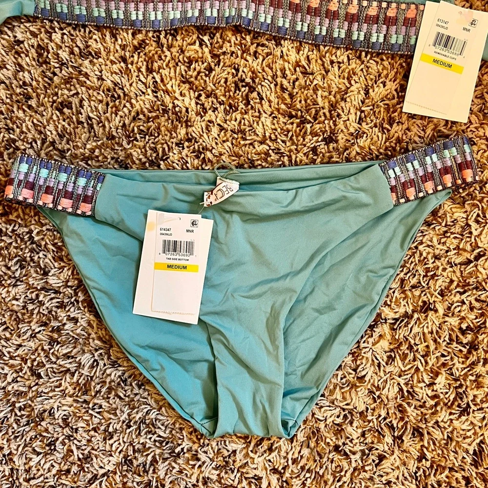 Teal Beaded Bikini Set - Picture 2 of 9